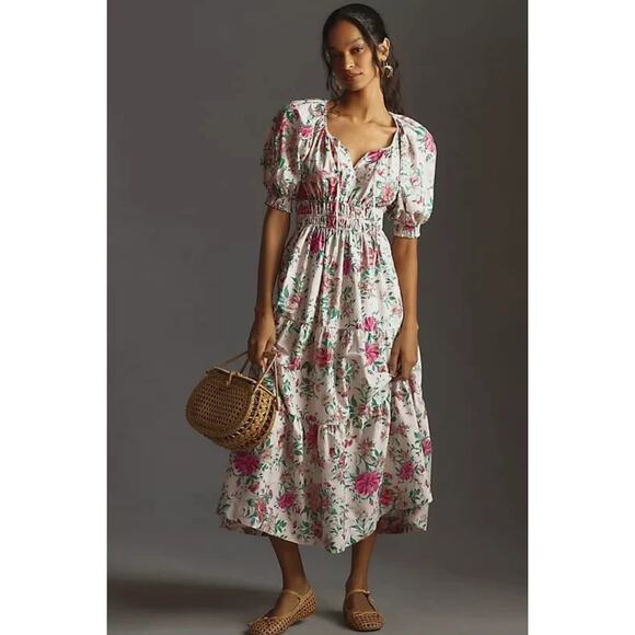 Anthropologie The Somerset Maxi Dress Puff-Sleeve Edition Floral - Picture 1 of 4